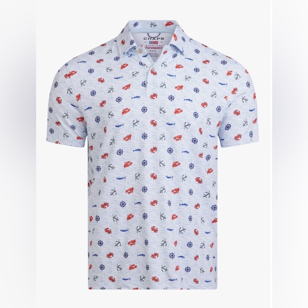 NWT Chaps Everyday Performance Printed Polo Shirt